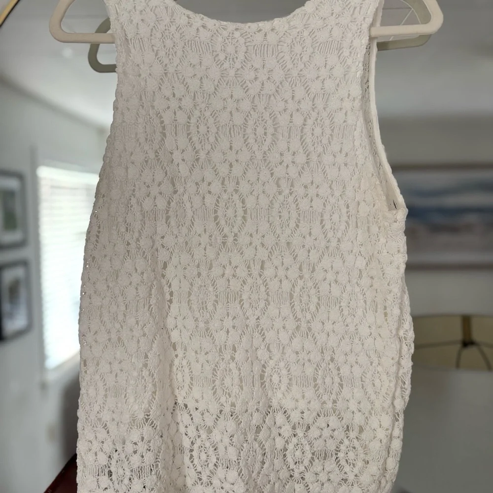 Mango White Crochet Tank Top - Picture 2 of 4